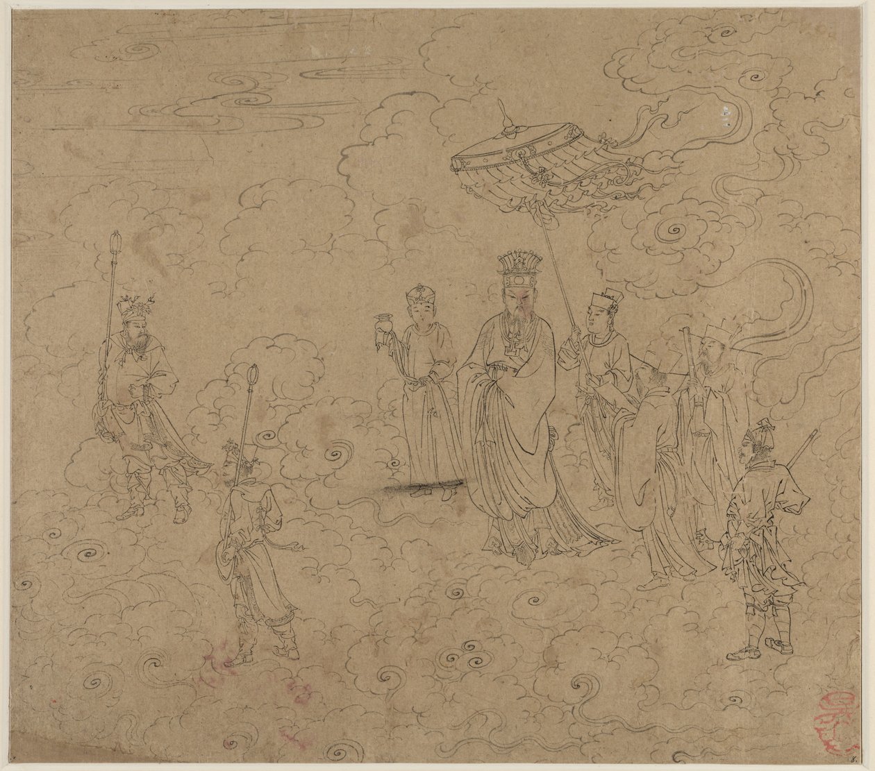 Album med daoistiske og buddhistiske temaer: Procession of Daoist Deities: Leaf 8, 1200-tallet. av Unbekannt