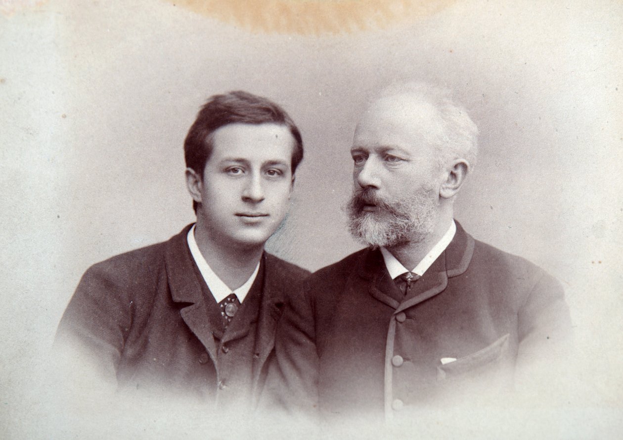 Alexander Siloti, russisk pianist og dirigent, og Peter Tchaikovsky, russisk komponist, 1888 av Unbekannt
