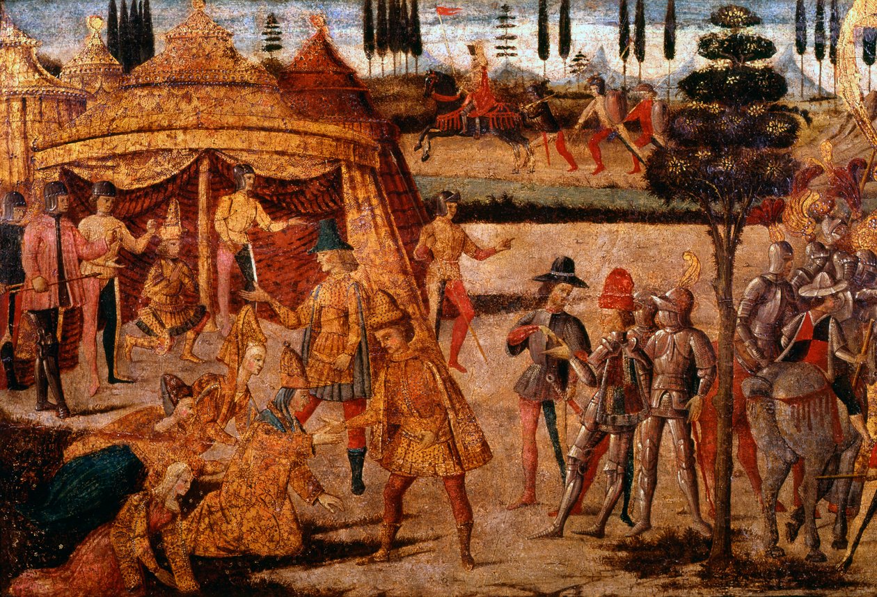 Alexander den store besøker Darius, 4. århundre f.Kr., 1400-tallet av Unbekannt