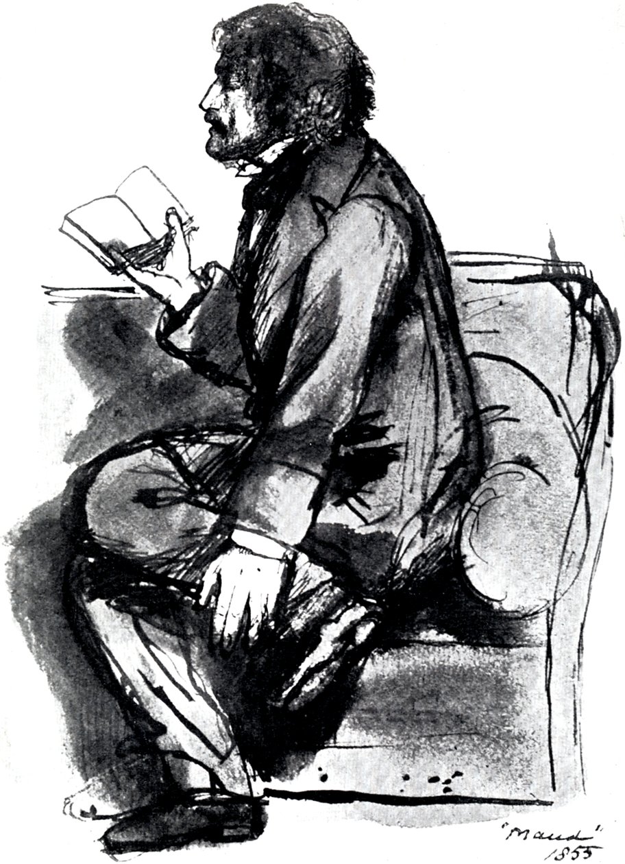 Alfred Tennyson, lst Baron Tennyson 1809-1892, engelsk poet, 1855 av Unbekannt