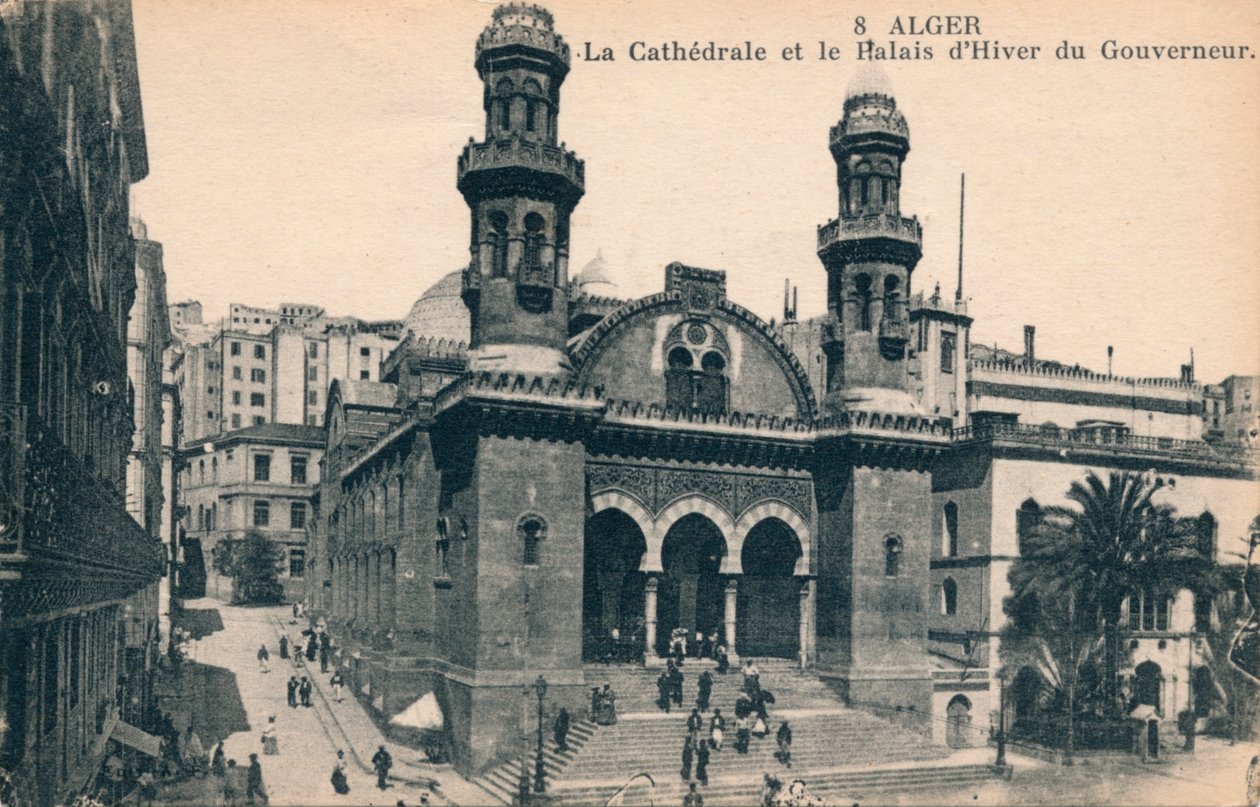 Alger - katedralen og guvernørens vinterpalass, ca 1900 av Unbekannt