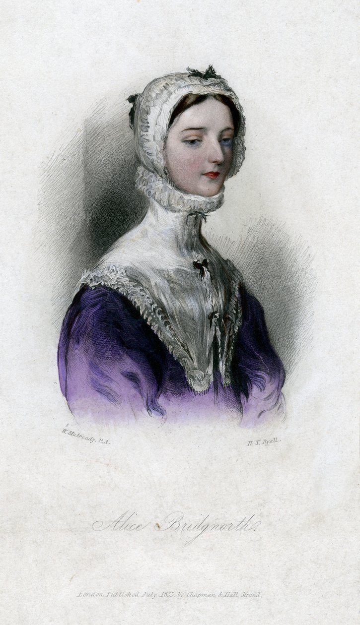 Alice Bridgenorth, en karakter i Walter Scotts roman Peveril of the Peak, 1833 av Unbekannt