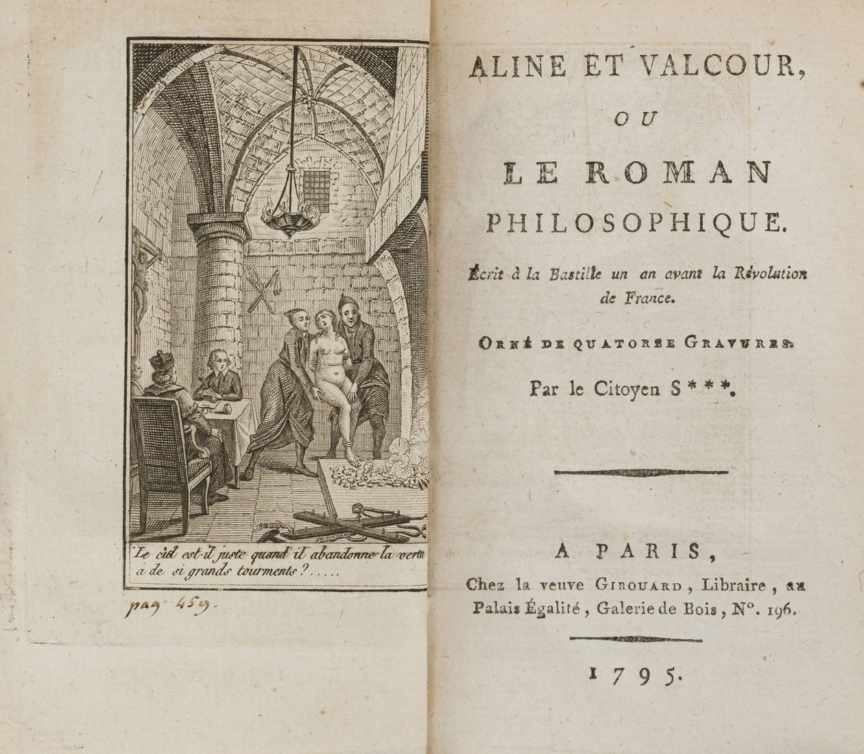 Aline og Valcour eller, The Philosophical Roman av Marquis de Sade, 1795. av Unbekannt