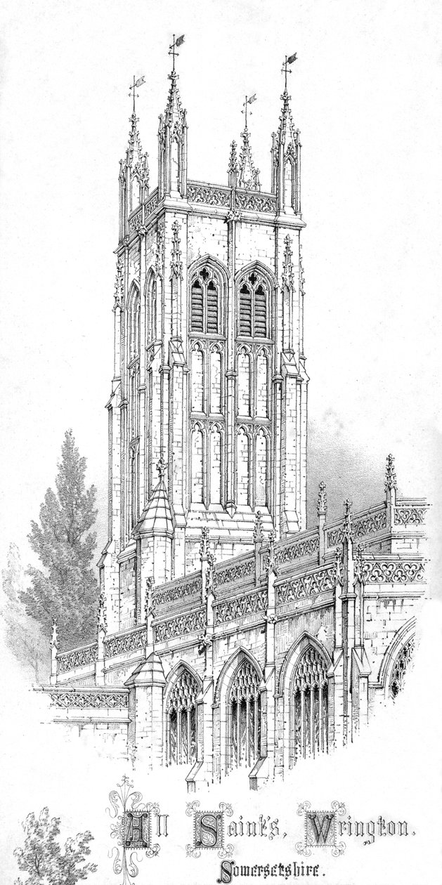 Allehelgens kirke. Wrington. Somersetshire., ca 1850-tallet av Unbekannt