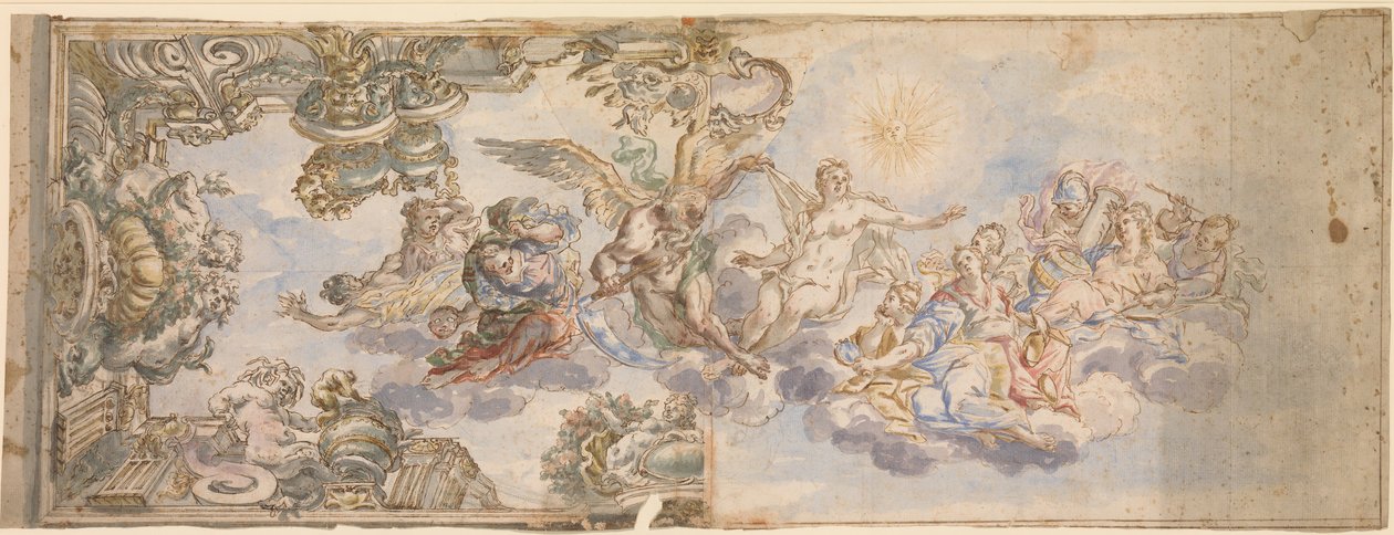 Allegorisk design for en takfresco., 1650-1700. av Unbekannt
