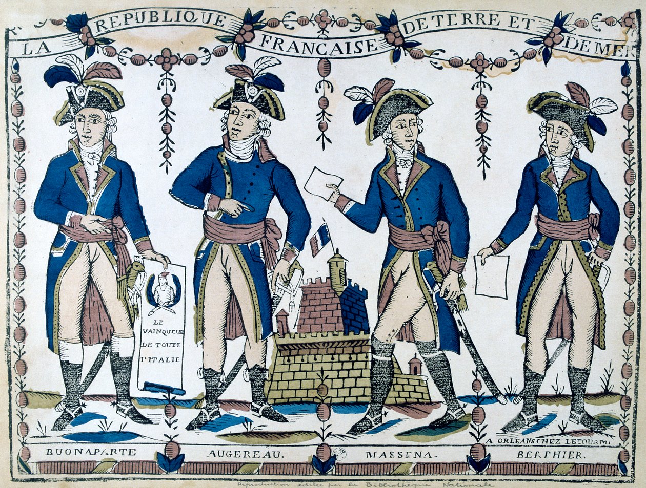 Allegorier av Bonaparte, Augereau, Massina, Berphier, Frankrike, 1789 av Unbekannt