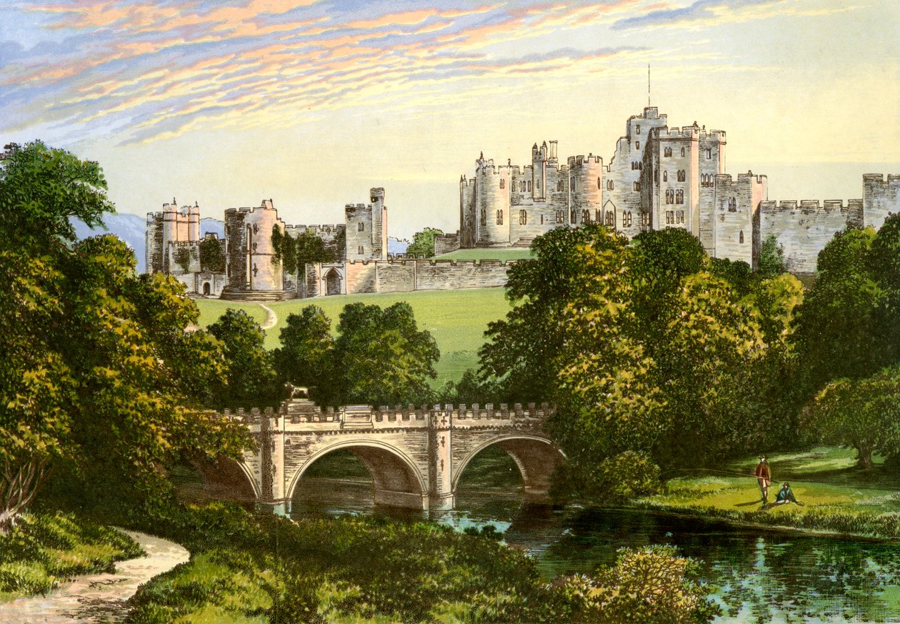 Alnwick Castle, Northumberland, hjemmet til hertugen av Northumberland, c1880 av Unbekannt