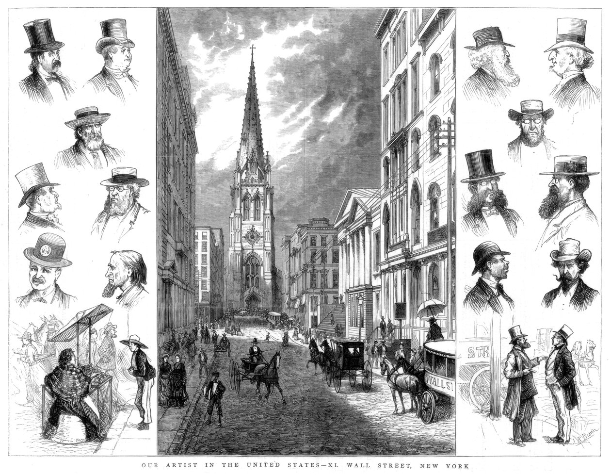 Amerikanske forretningsmenn og Wall Street, New York, USA, 1877 av Unbekannt