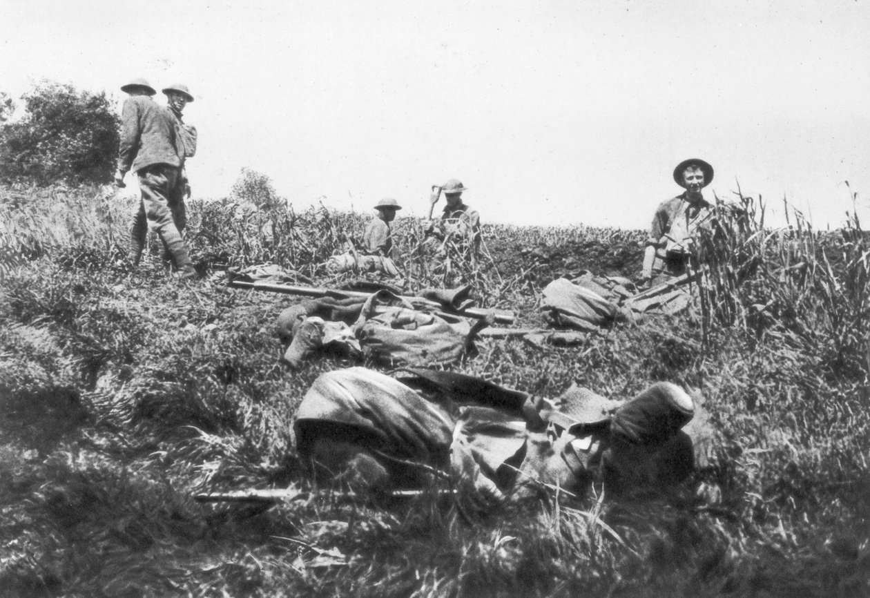 Amerikanske marinesoldater graver skyttergraver, Lucy-le-Bocage, Frankrike, 1. juni, 1918 av Unbekannt