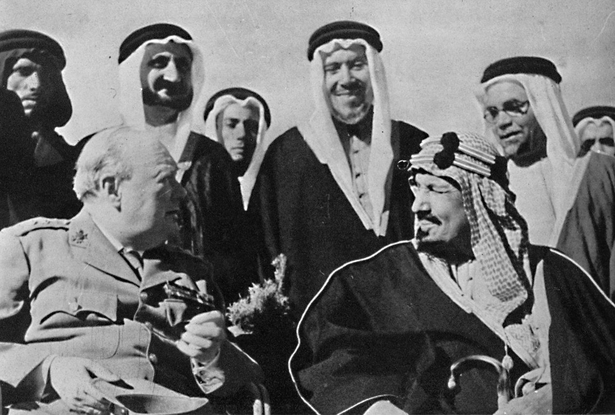 Blant andre Midtøsten-herskere, kong Ibn Saud, av Saudi-Arabia, 1945 av Unbekannt