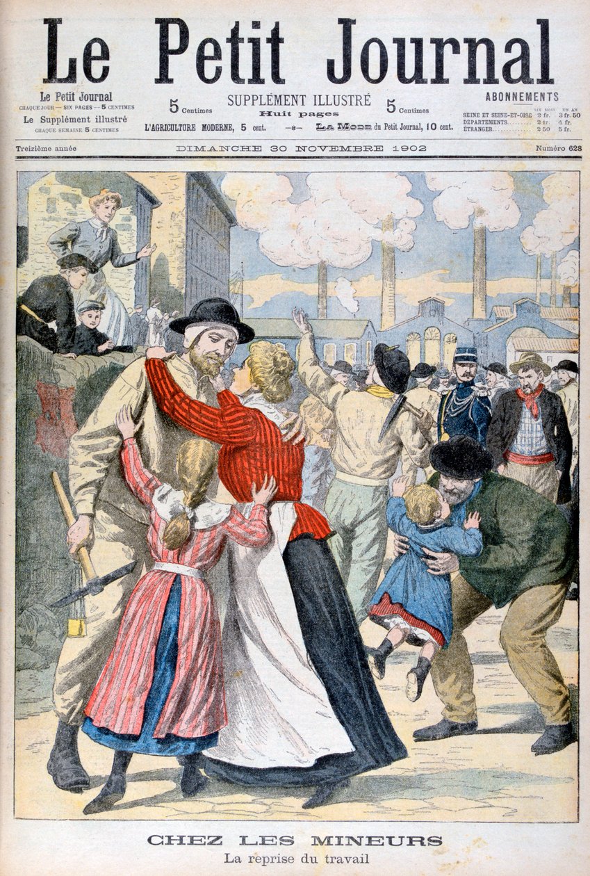 Blant gruvearbeiderne, gjenopptakelsen av arbeidet, 1902 av Unbekannt
