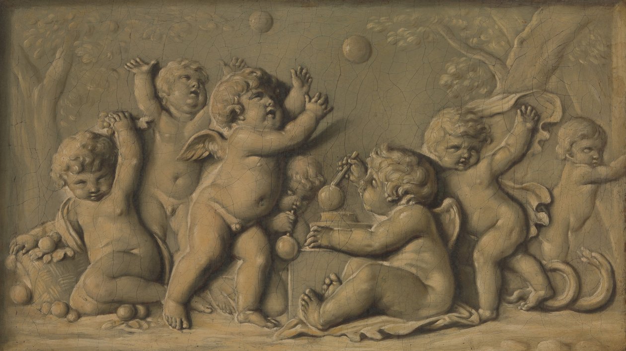 Amorini på spill en av et par, 1770-90. av Unbekannt