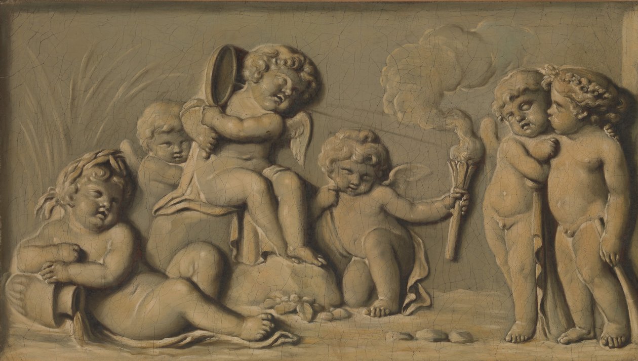 Amorini på spill en av et par, 1770-90. av Unbekannt