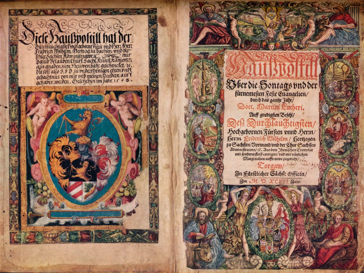 An Early Autograph Album: A Hauspostill fra verkene til Martin Luther, c1550 av Unbekannt