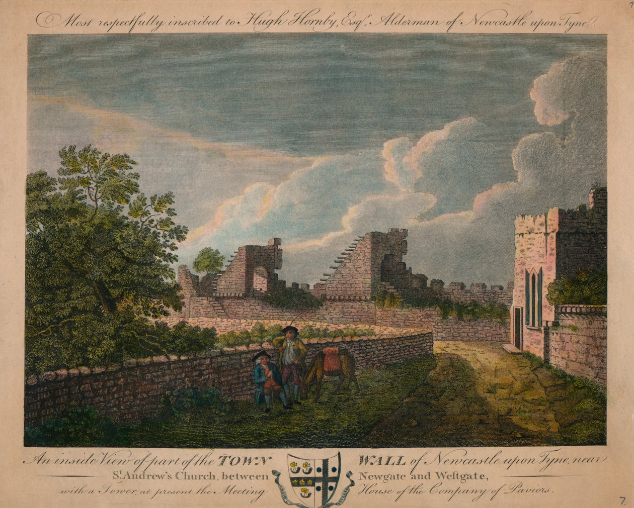 En innvendig utsikt over bymuren til Newcastle upon Tyne, c1760-90. av Unbekannt