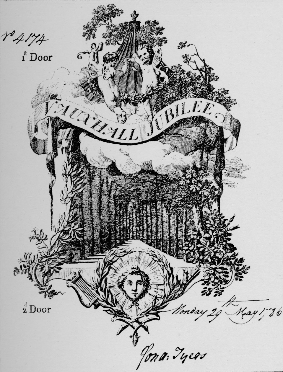 En inngangsbillett til Vauxhall Gardens, 1786, 1912 av Unbekannt