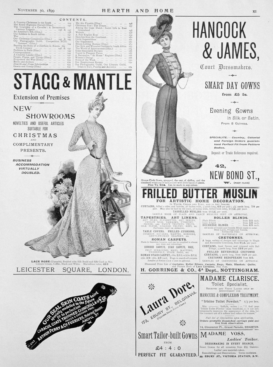En annonseside i Hearth and Home, 30. november 1899 av Unbekannt