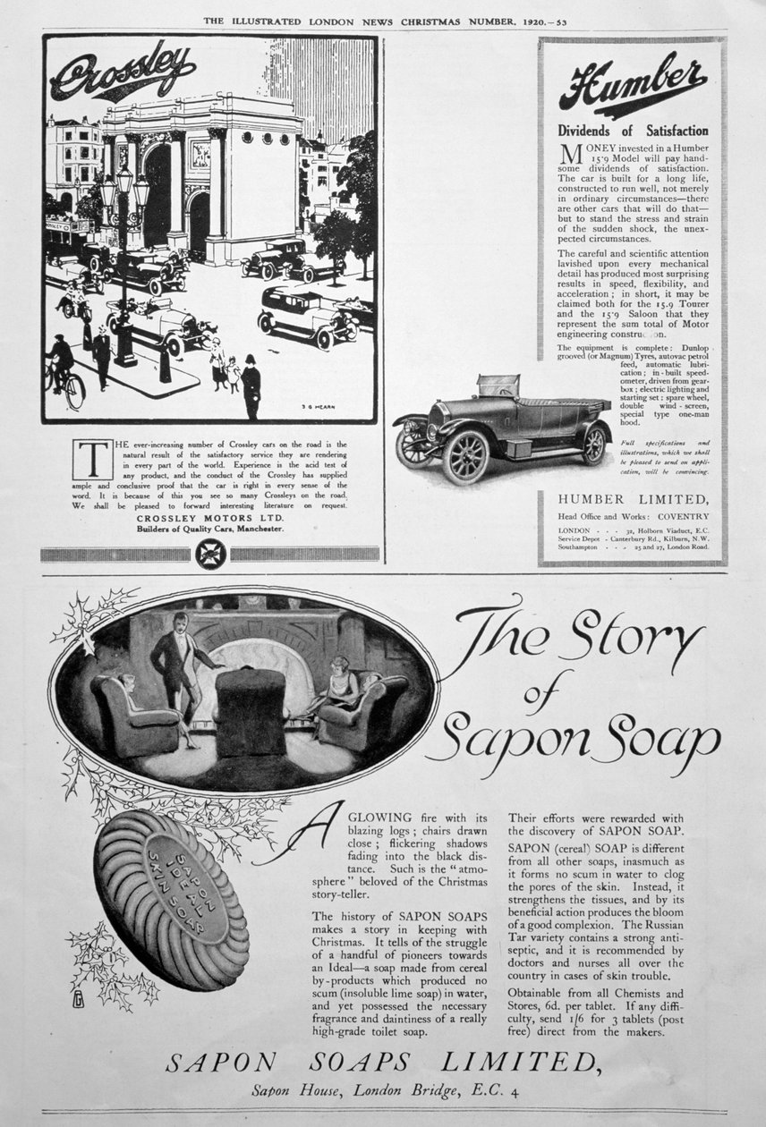 En reklameside i Illustrated London News, julenummer, 1920 av Unbekannt
