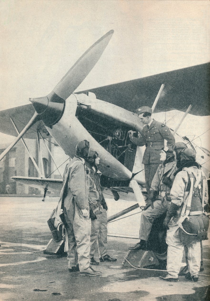 En instruktør som forklarer motordetaljer til en elev ved Sealand Aerodrome, Flintshire, c1936 c1937 av Unbekannt