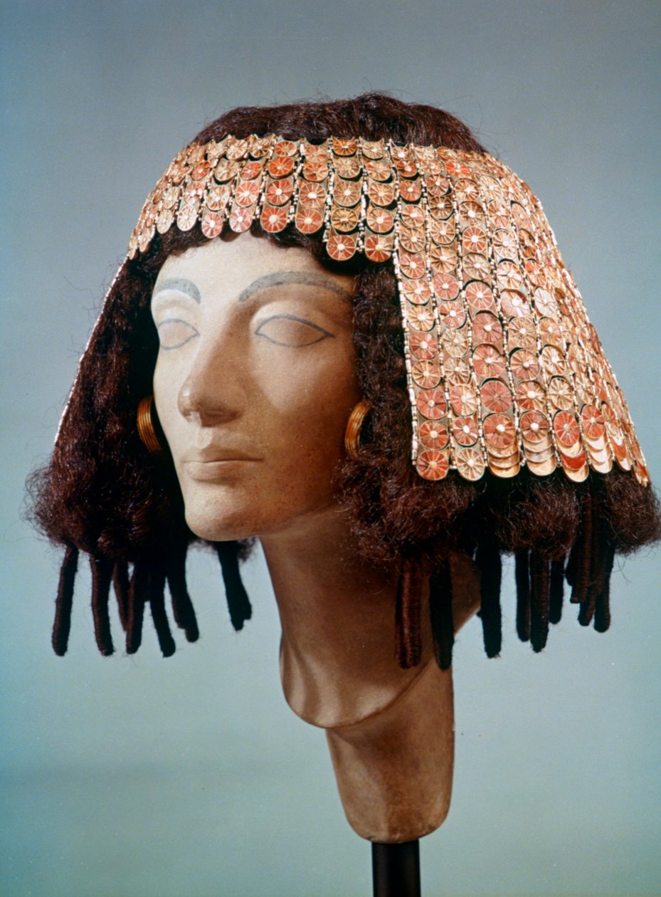Gamle egyptiske hodeplagg og øredobber, 1700-dynastiet, 1500-1200-tallet f.Kr. av Unbekannt