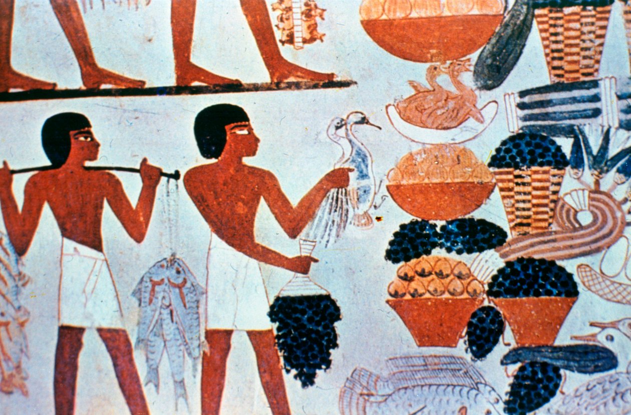 Gamle egyptiske veggmalerier i en grav i Theben, Egypt av Unbekannt