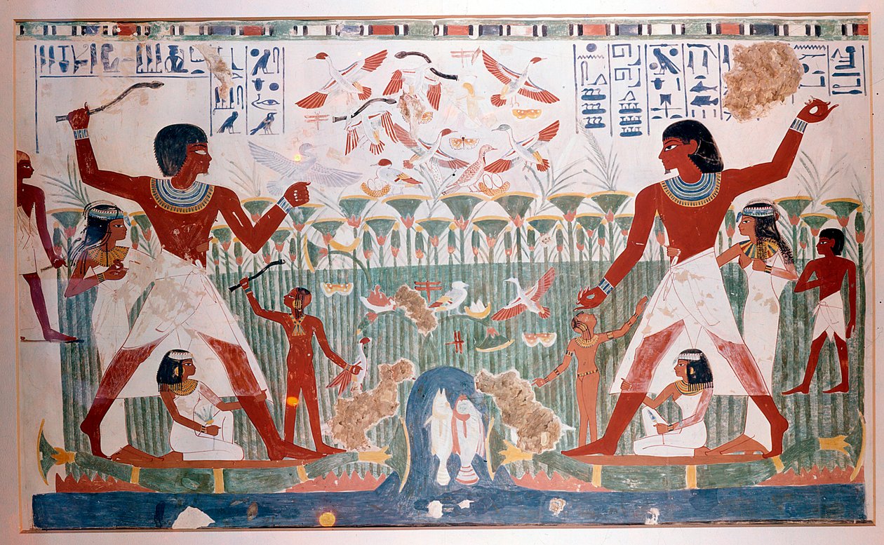Gamle egyptere jakter villfugler med kastepinner av Unbekannt