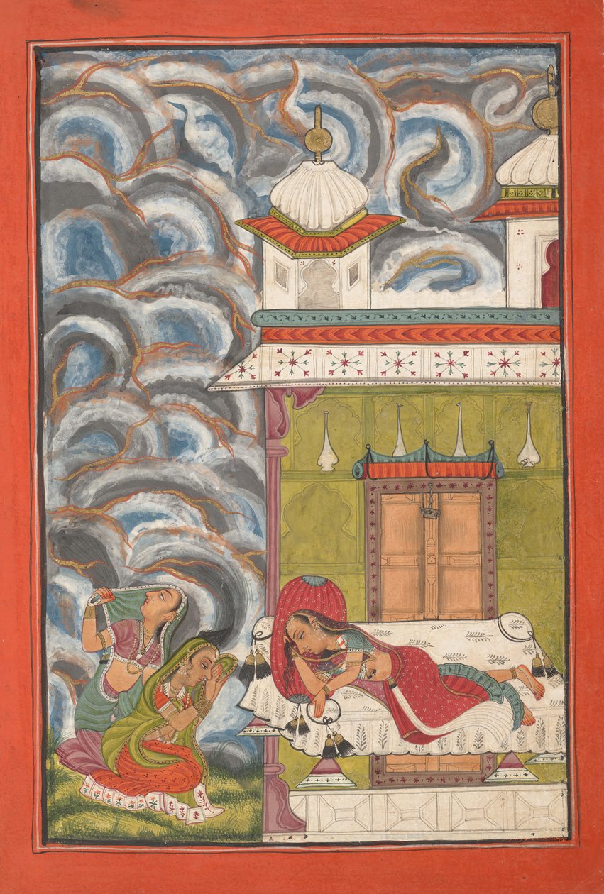 Andhrayaki Ragini: Folio fra en ragamala-serie Garland of Musical Modes, ca. 1710. av Unbekannt