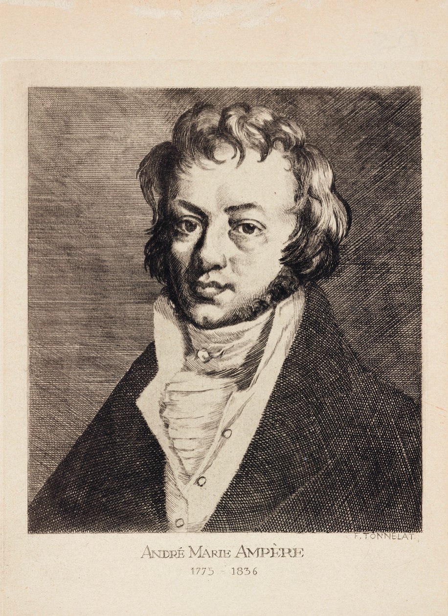 Andre-Marie Ampere , fransk fysiker og matematiker, ca 1820 av Unbekannt