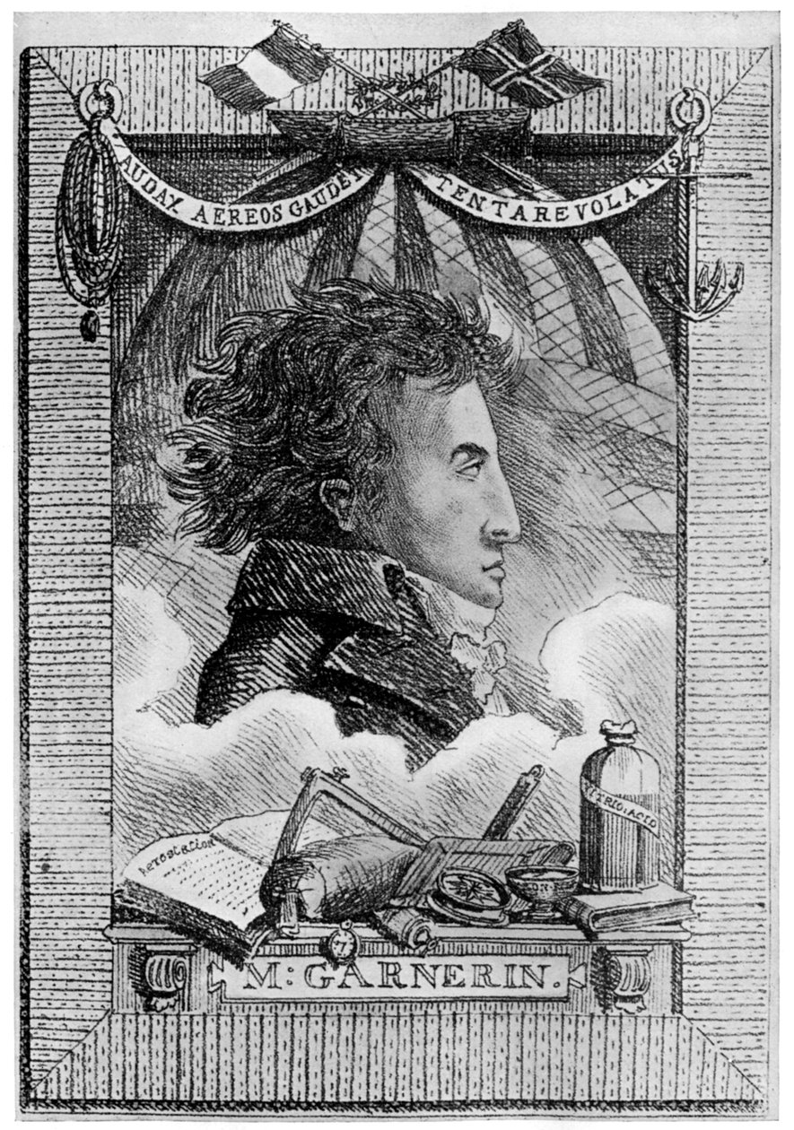 Andre Jacques Garnerin, fransk luftfartsnaut og den første fallskjermhopperen, c1800 1910 av Unbekannt