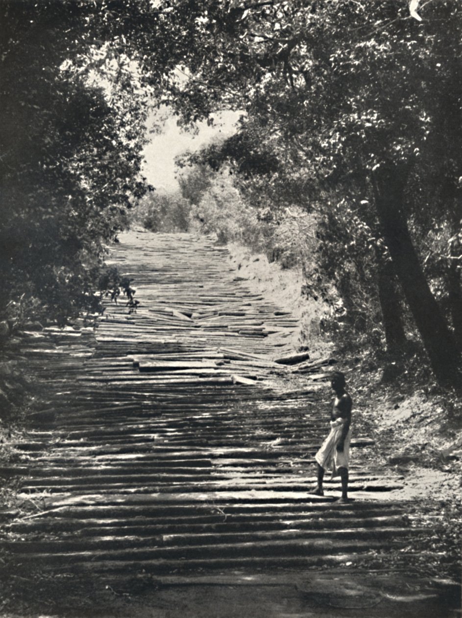Begynnelsen av steintrappene til Mihintale, 1926 av Unbekannt