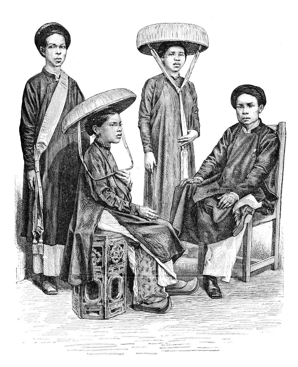Annamesiske høvdinger og kvinner, Vietnam, 1895 av Unbekannt
