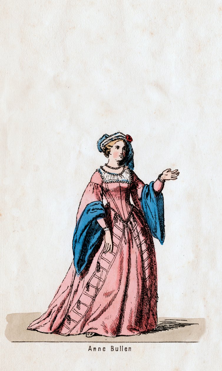 Anne Boleyn, kostymedesign for Shakespeares skuespill, Henry VIII, 1800-tallet av Unbekannt
