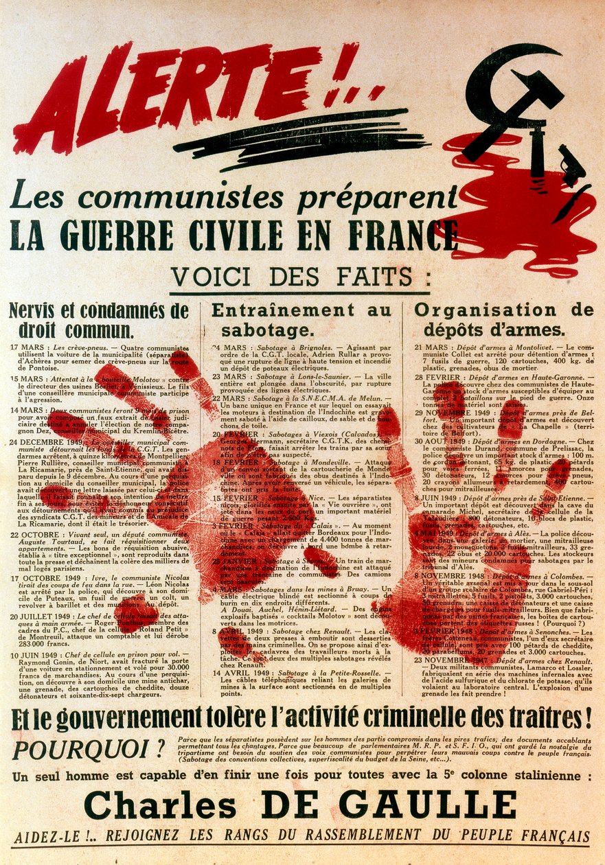 Antikommunistisk pro-gaulistisk plakat, 1949 av Unbekannt