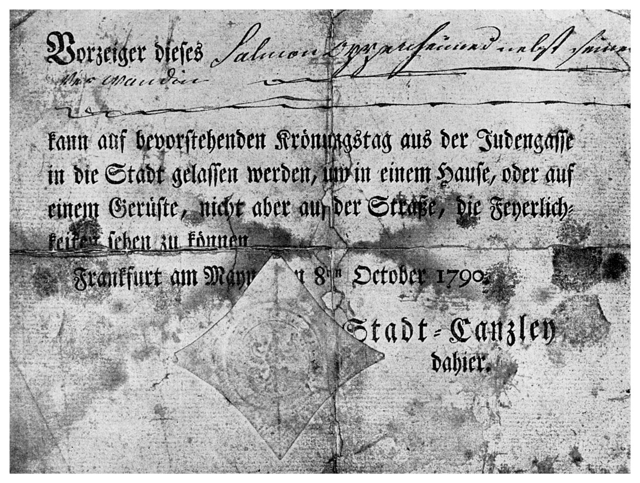 Antisemittisme: et pass utstedt til jøder i Frankfurt, 1790 1956 av Unbekannt