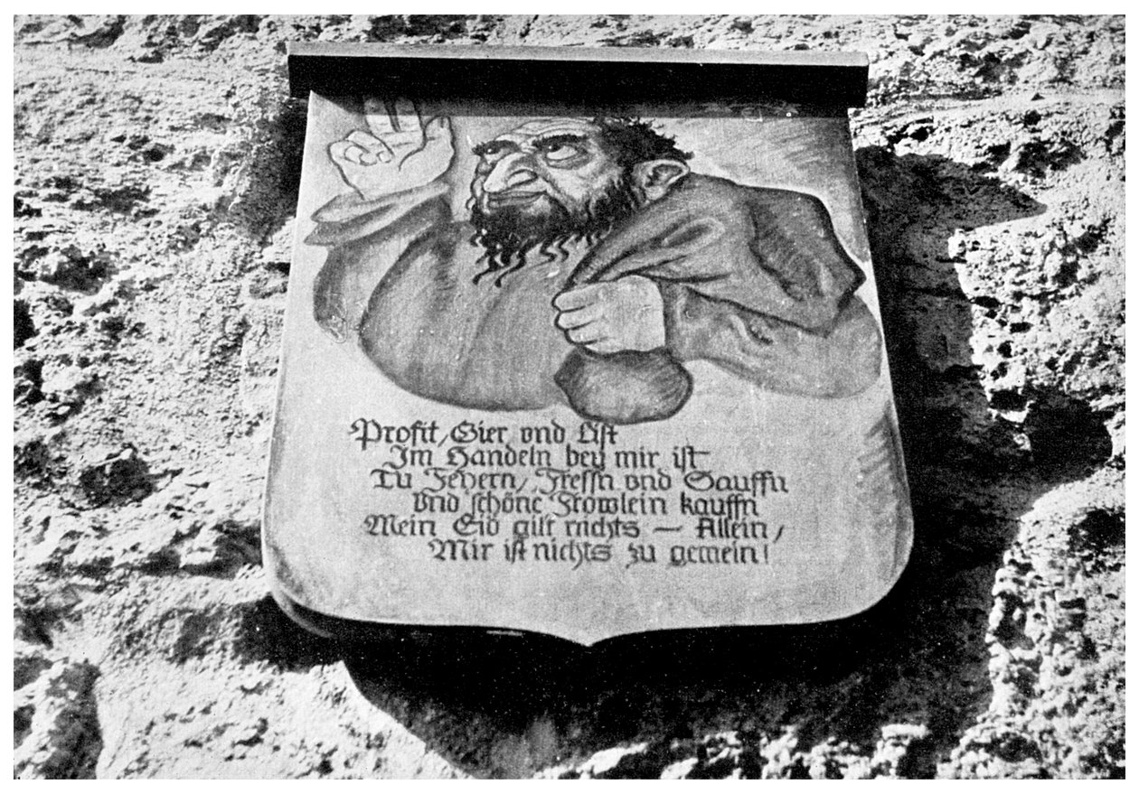 Antisemittisme: middelaldersk inskripsjon på bymuren, Rothenburg, Tyskland, 1956 av Unbekannt