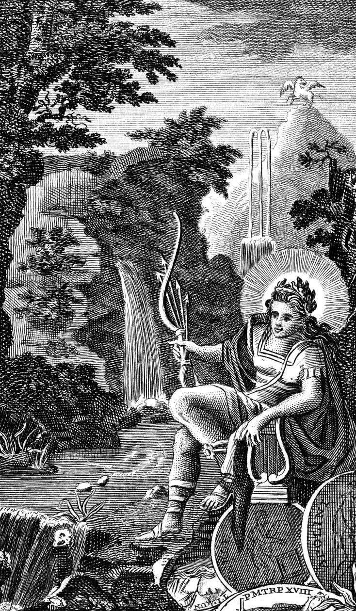 Apollo, gammel gresk gud for musikk, poesi, bueskyting, profetier og helbredelse, 1798 av Unbekannt