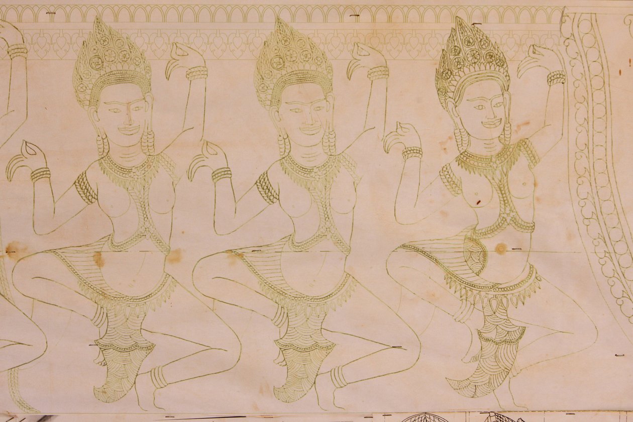 Apsara-tegning, Siem Reap, Kambodsja av Unbekannt