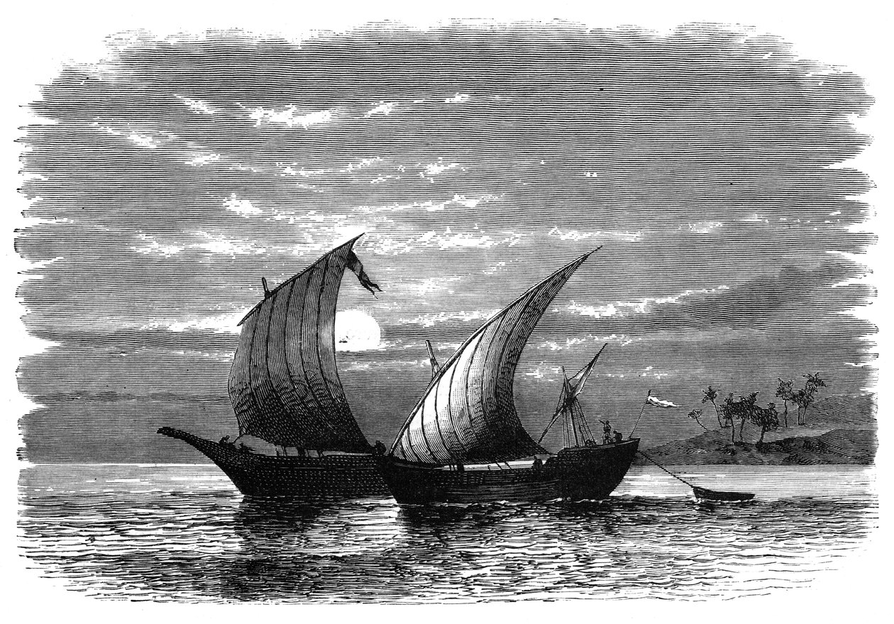 Arabiske dhower ved Rødehavet, c1890 av Unbekannt