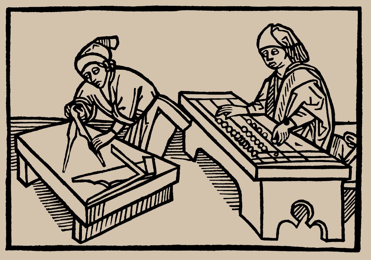 Aritmetikk og geometri. Fra menneskelivets speil av Rodericus Zamorensis, 1479 av Unbekannt