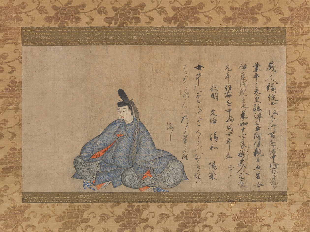 Ariwara Narihira 825-880... Fujifusa-versjon av Thirty-six Immortal Poets, 1. halvdel av 15. århundre. av Unbekannt