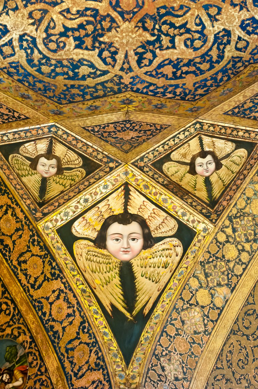 Den armenske apostoliske kirke; tak maling; ansikt med vinger; kjeruber og serafer; Vank katedral; Jolfa eller Ny Julfa; Isfahan; Iran; Asia av Unbekannt
