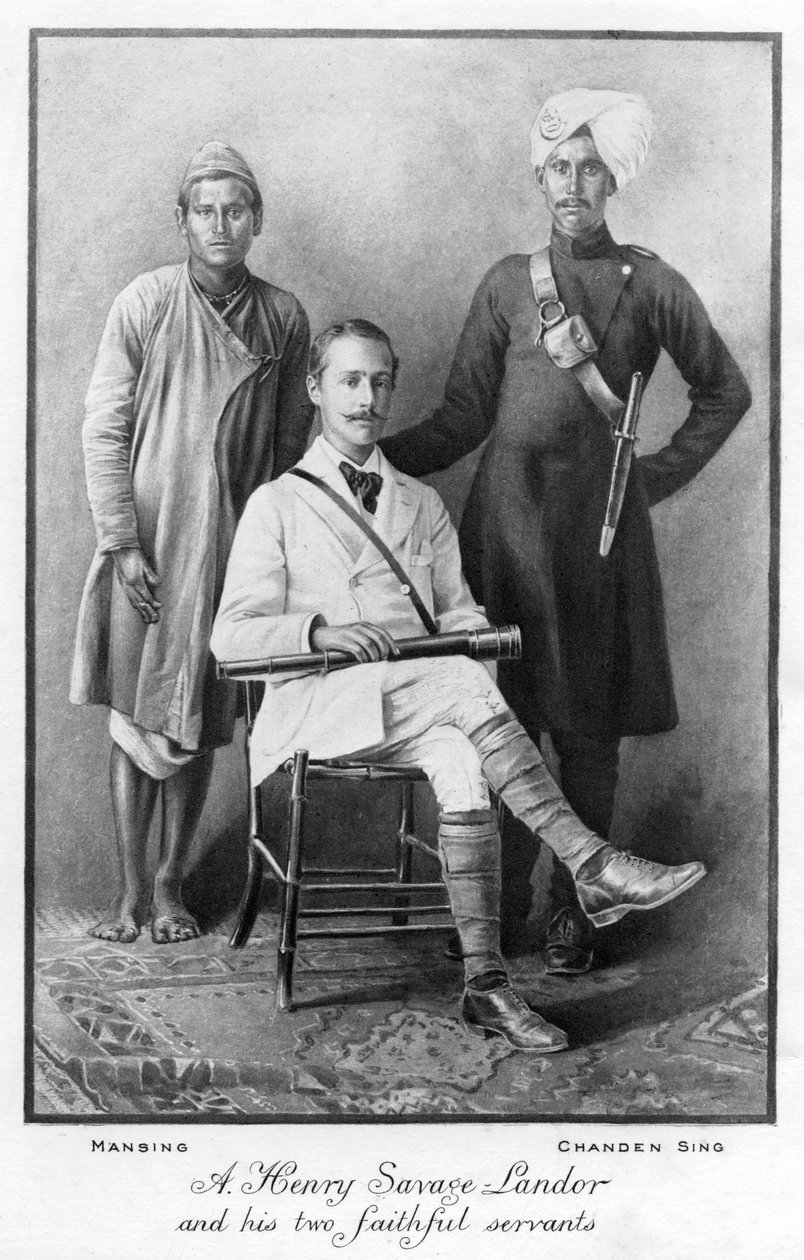 Arnold Henry Savage Landor 1865-1924 og hans to trofaste tjenere, 1898 av Unbekannt