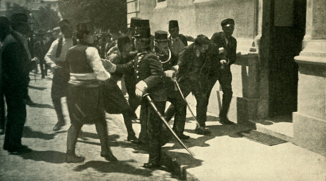 Arrestasjon av Gavrilo Princip ... Sarajevo, 28. juni 1914, c1920.