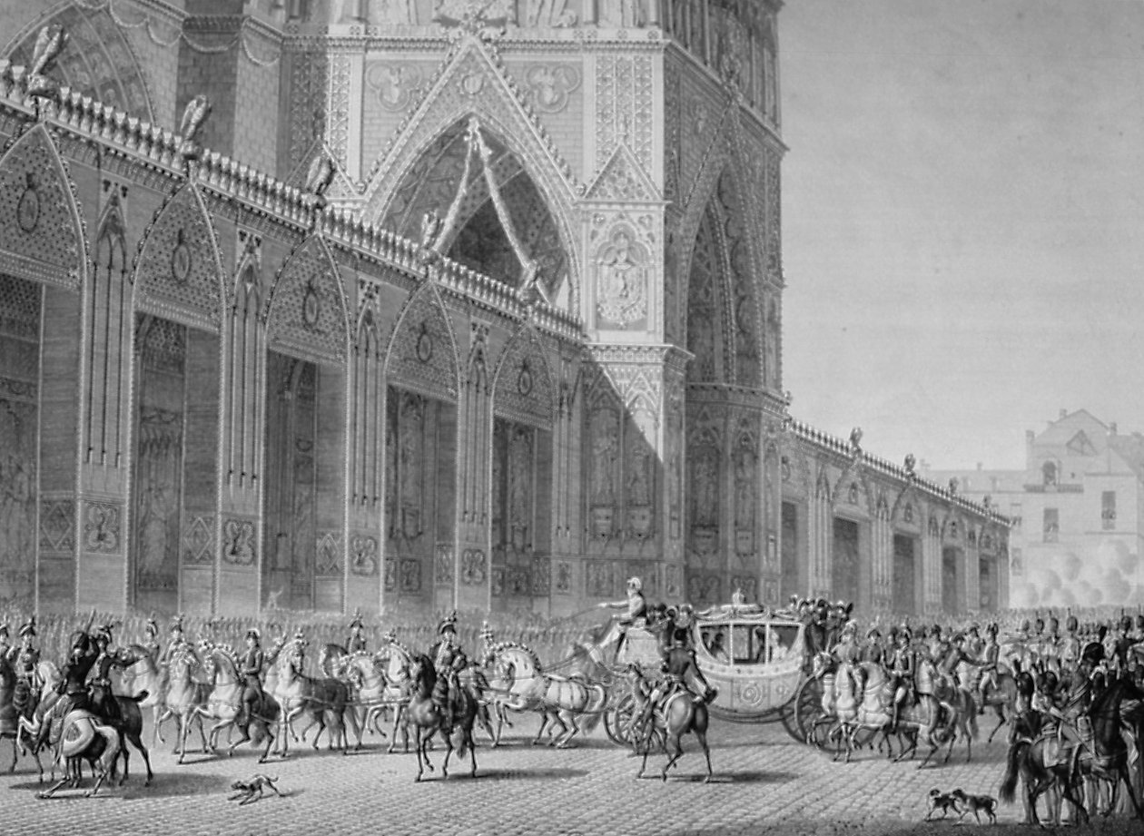 Ankomst til Notre Dame, 2. desember, 1804, 1800-tallet av Unbekannt