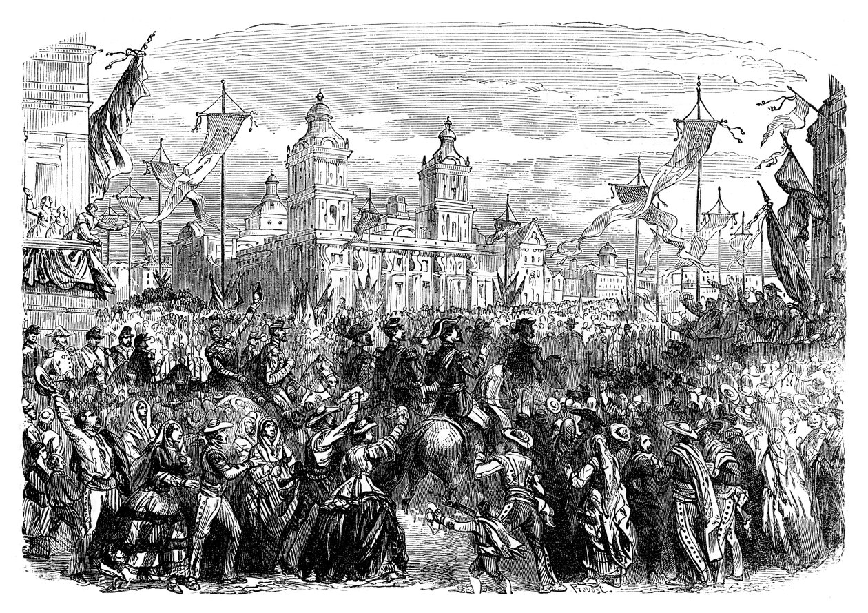 Ankomst av franske tropper til Mexico, 1864 sent på 1800-tallet av Unbekannt