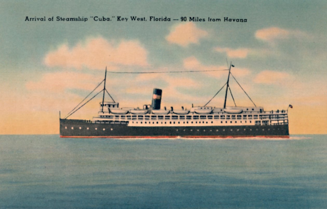 Ankomst av dampskipet Cuba. Key West, Florida - 90 Miles from Havana, c1940s av Unbekannt