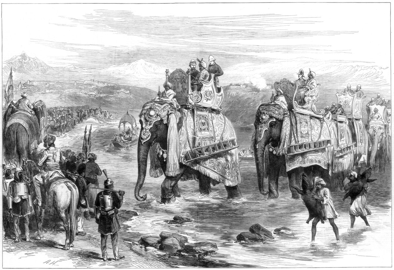 Ankomst av prinsen av Wales til Jummoo, Cashmere, 1876 av Unbekannt
