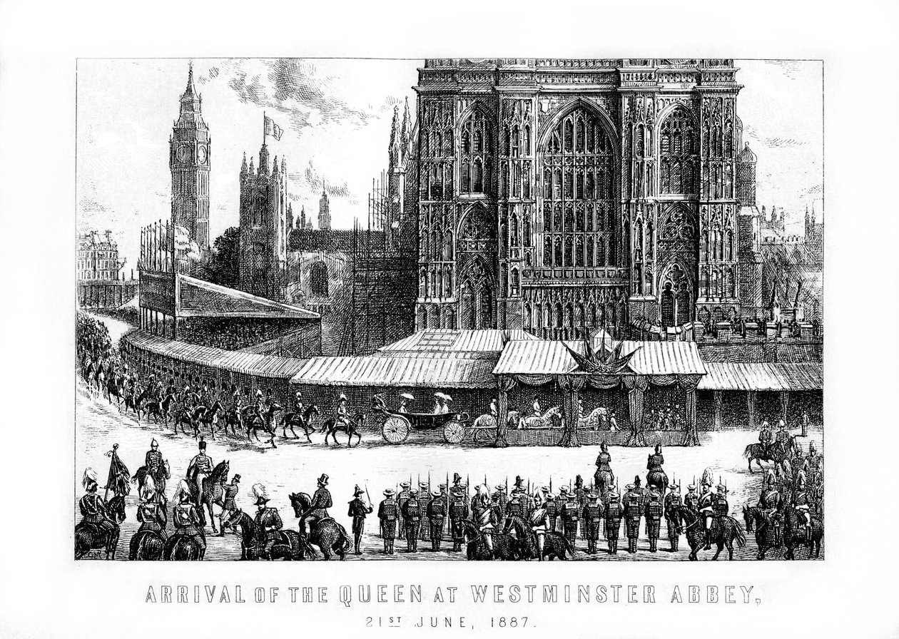 Dronningens ankomst til Westminster Abbey, London, 21. juni, 1887, 1889 av Unbekannt