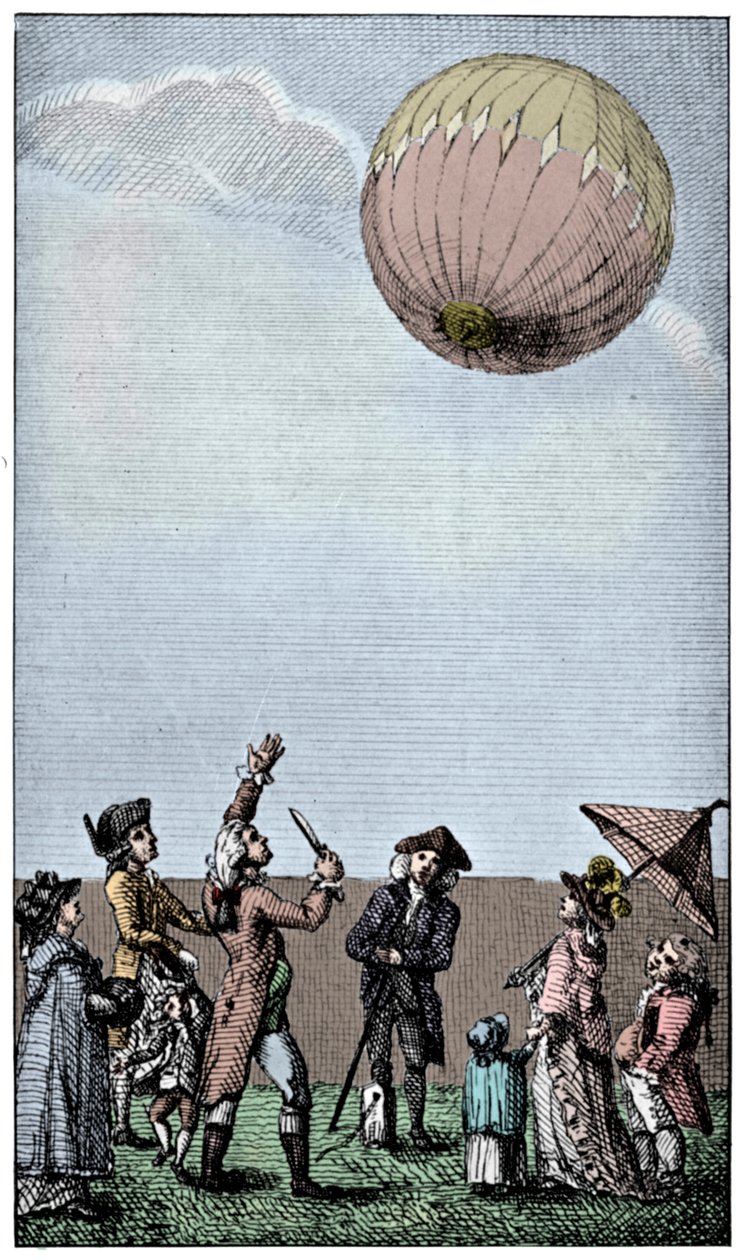 Ascension av en Montgolfier-ballong, sent på 1700-tallet, 1910. av Unbekannt