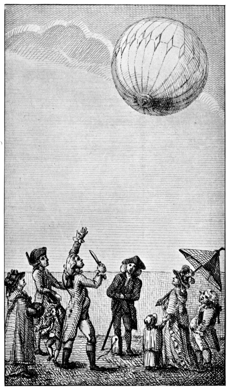 Ascension av en Montgolfier-ballong, sent på 1700-tallet, 1910 av Unbekannt